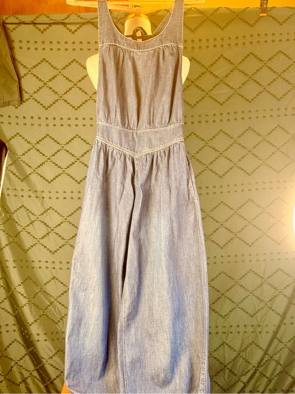 Free People Light Denim Wide-Leg Jumpsuit - NWOT